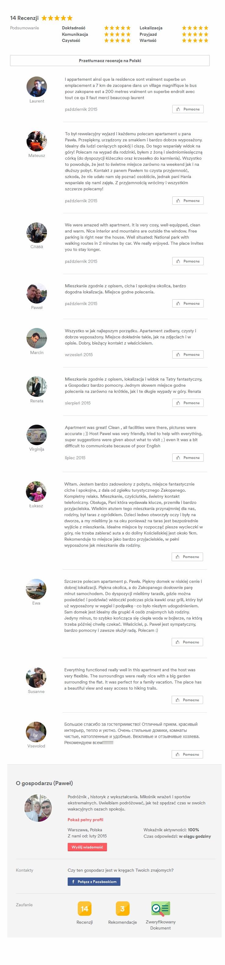 Opinie Apartament w Kościelisku